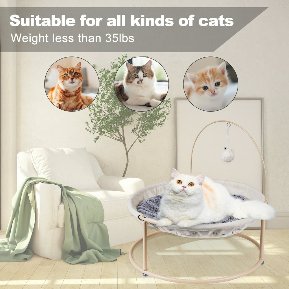 Cat Hammock, Cat Hammock Bed, Cat Bed, Detachable Pet Hammock Bed, Hanging Elevated Cat Nest, Pet Bed Suitable for Indoor Outdoor, Off-White