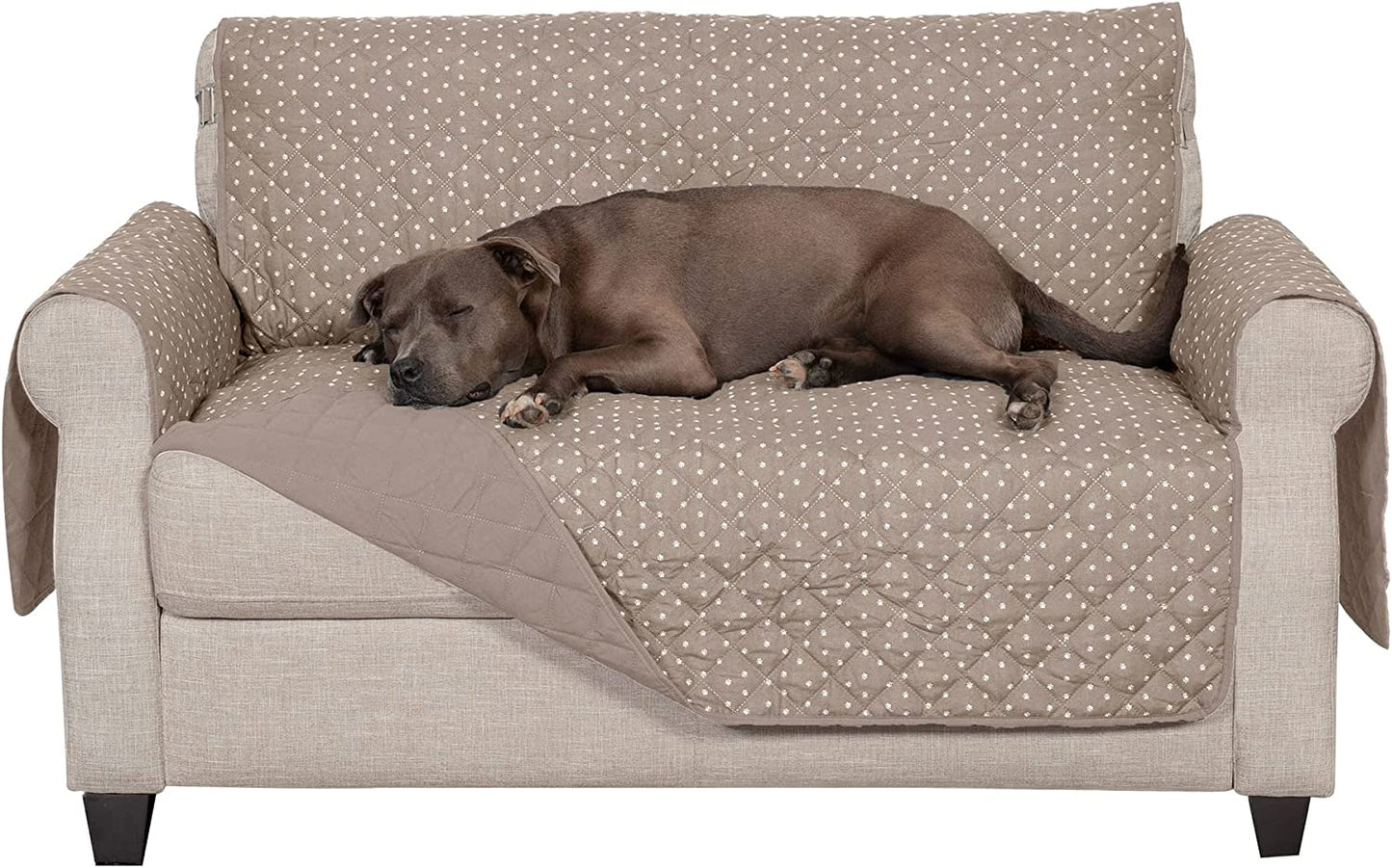 Large Sofa/Couch Cover Protector for Dogs, Cats, & Children - Water-Resistant & Reversible-Tone Pinsonic Quilted Living Room Furniture Cover - Gray/Mist, Large Sofa