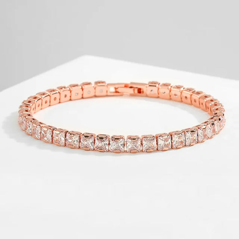 100% 925 Sterling Silver 3/4/5Mm Moissanite Gemstone Bangle Charm Wedding Tennis Chain Bracelet
