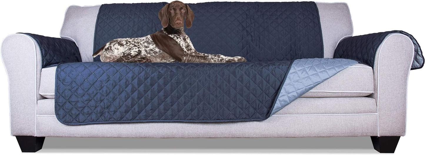 Large Sofa/Couch Cover Protector for Dogs, Cats, & Children - Water-Resistant & Reversible-Tone Pinsonic Quilted Living Room Furniture Cover - Gray/Mist, Large Sofa