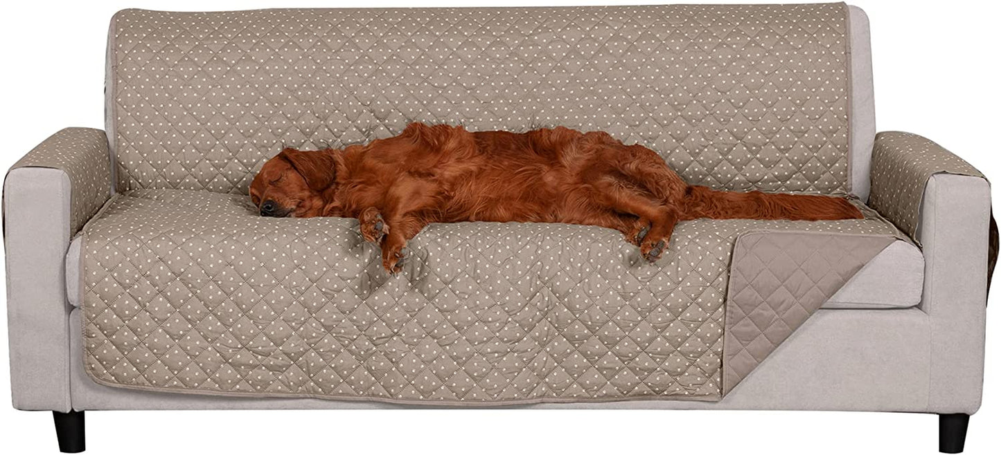 Large Sofa/Couch Cover Protector for Dogs, Cats, & Children - Water-Resistant & Reversible-Tone Pinsonic Quilted Living Room Furniture Cover - Gray/Mist, Large Sofa