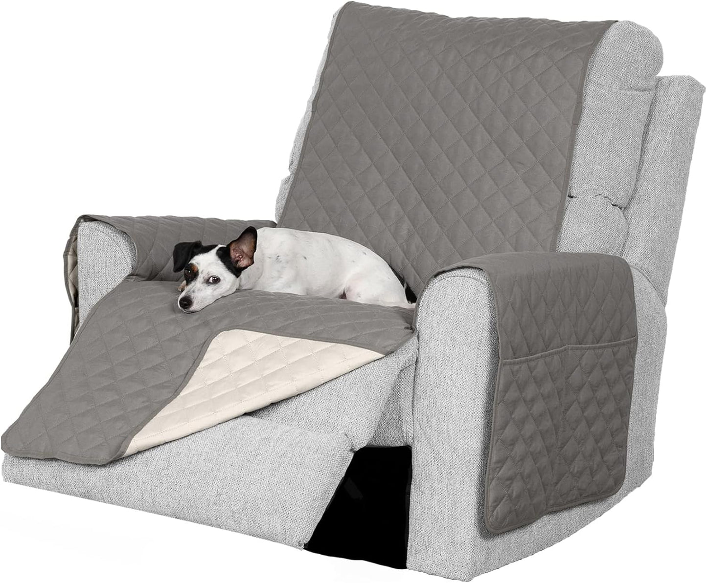Large Sofa/Couch Cover Protector for Dogs, Cats, & Children - Water-Resistant & Reversible-Tone Pinsonic Quilted Living Room Furniture Cover - Gray/Mist, Large Sofa