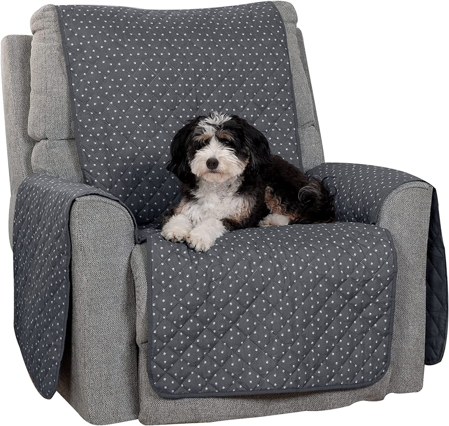 Large Sofa/Couch Cover Protector for Dogs, Cats, & Children - Water-Resistant & Reversible-Tone Pinsonic Quilted Living Room Furniture Cover - Gray/Mist, Large Sofa