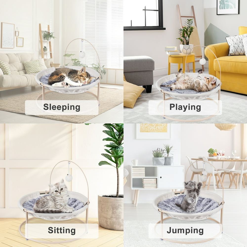 Cat Hammock, Cat Hammock Bed, Cat Bed, Detachable Pet Hammock Bed, Hanging Elevated Cat Nest, Pet Bed Suitable for Indoor Outdoor, Off-White