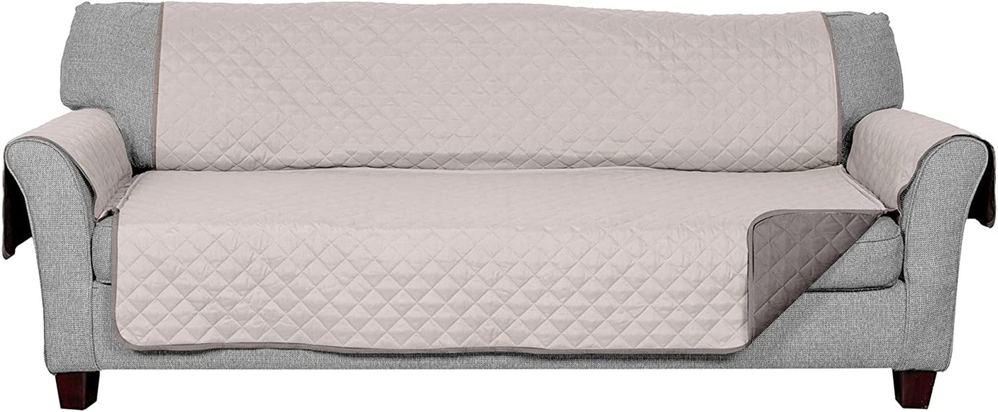 Large Sofa/Couch Cover Protector for Dogs, Cats, & Children - Water-Resistant & Reversible-Tone Pinsonic Quilted Living Room Furniture Cover - Gray/Mist, Large Sofa