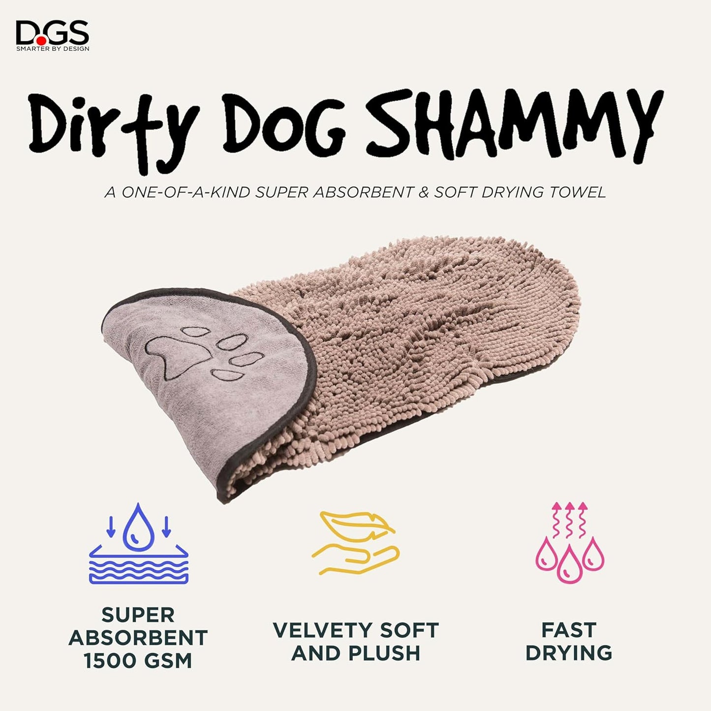 Heavy Duty Shammy Dog Towels for Drying Dogs - Soft Microfiber Bath Towel - Super Absorbent, Quick Drying, & Machine Washable - Must Have Dog & Cat Bathing Supplies | Grey 13X31
