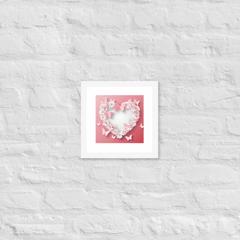 Pink Sweet Heart Paper Work Framed poster