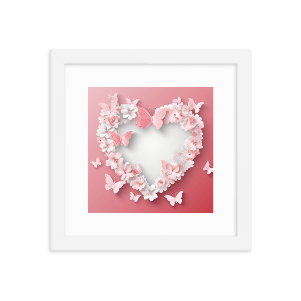 Pink Sweet Heart Paper Work Framed poster