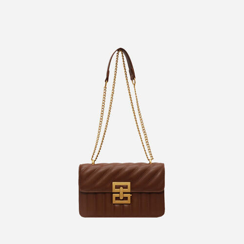 Designed Chestnut PU Leather Crossbody Bag