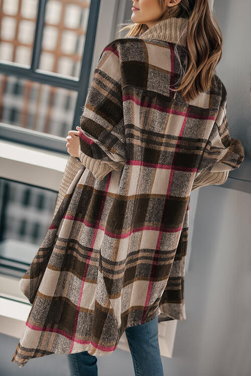 Rare Big Plaid Open Front Long Sleeve Cardigan