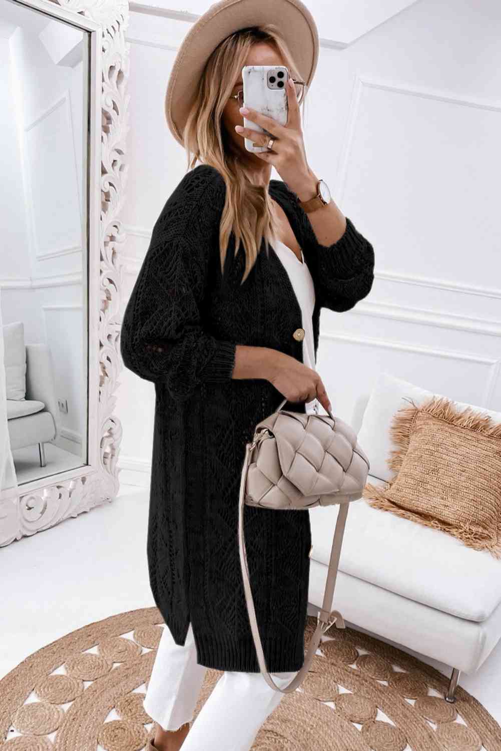 V-Neck Natural Chic Outfit Stone Long Sleeve Cardigan