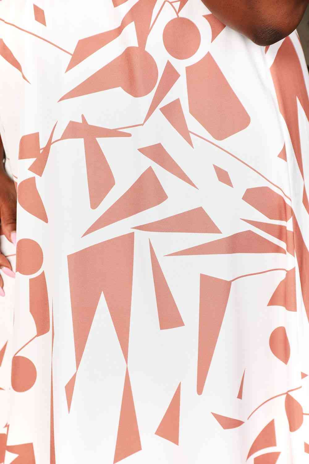 Organic Mud leaves Double Take Printed Surplice Balloon Sleeve Dress