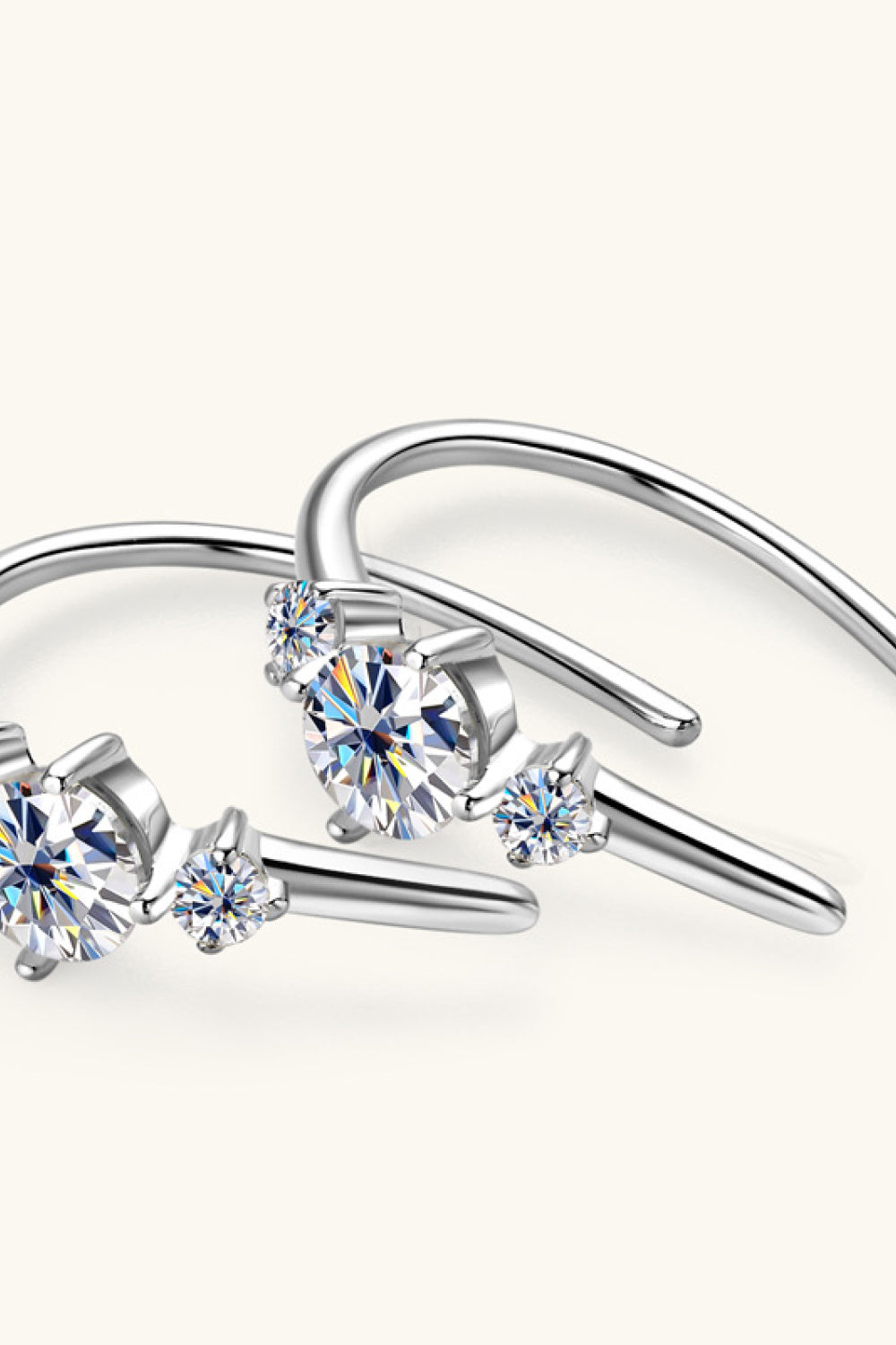 U Shape Upside down Curve Seminar Moissanite 925 Sterling Silver Earrings