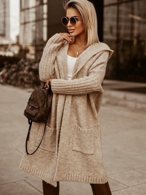 Natural Freestyle Full Size SIMPLY LIVE Hooded Cardigan