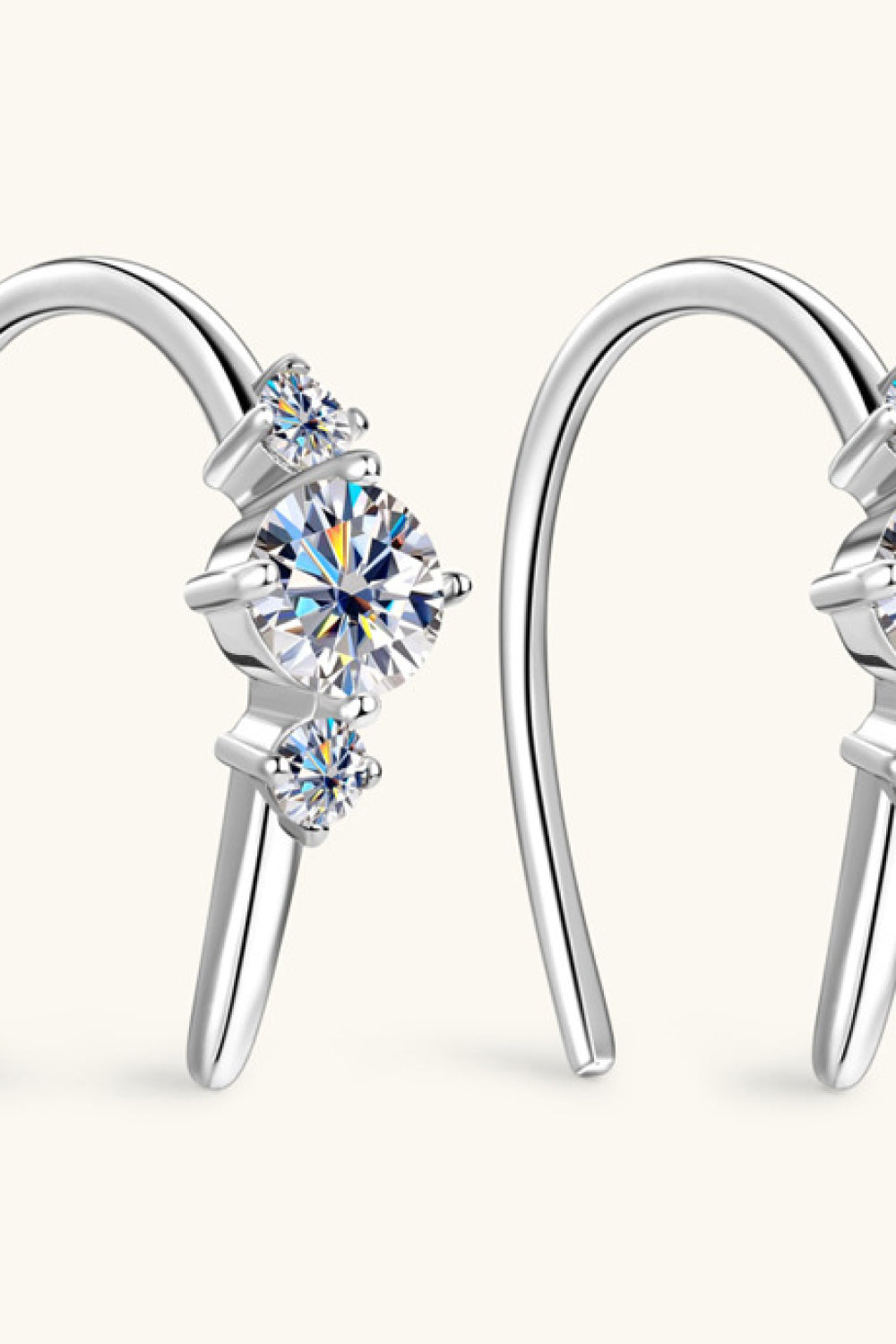 U Shape Upside down Curve Seminar Moissanite 925 Sterling Silver Earrings