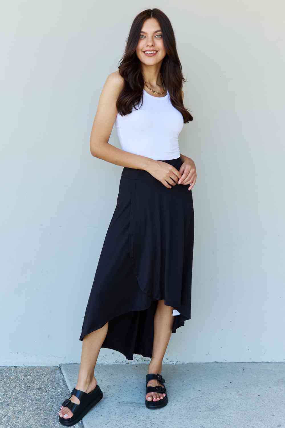 Ninexis First Choice Black High Waisted Flare Maxi Skirt in Black