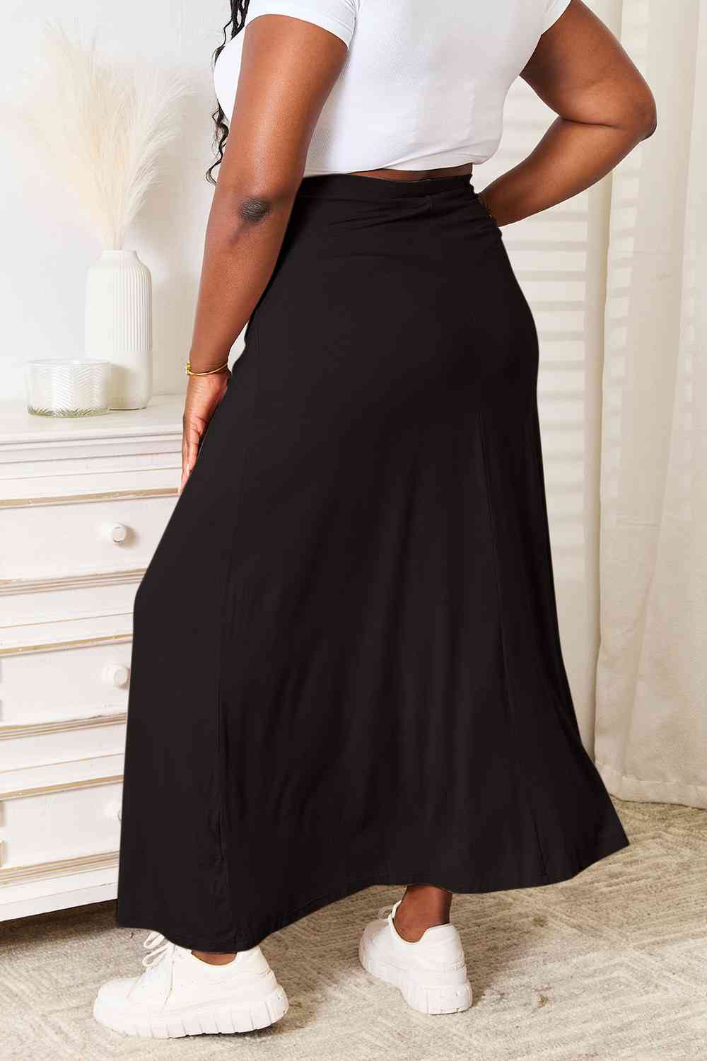 Lounge wear Cool Double Take Full Size Soft Rayon Drawstring Waist Maxi Skirt Rayon