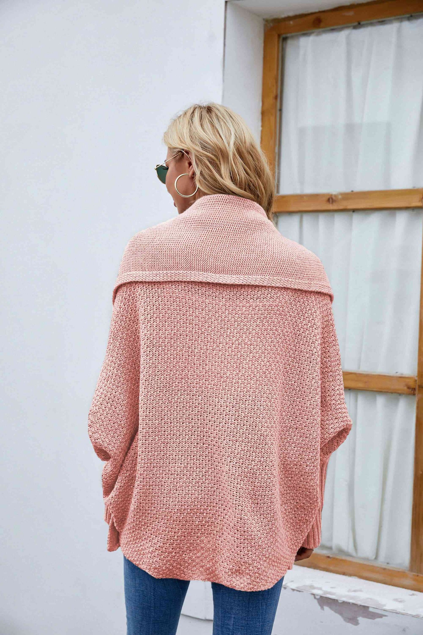 Deep Double Layered Shoulder Feeling Open Front Long Sleeve Cardigan