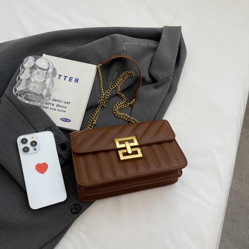 Designed Chestnut PU Leather Crossbody Bag