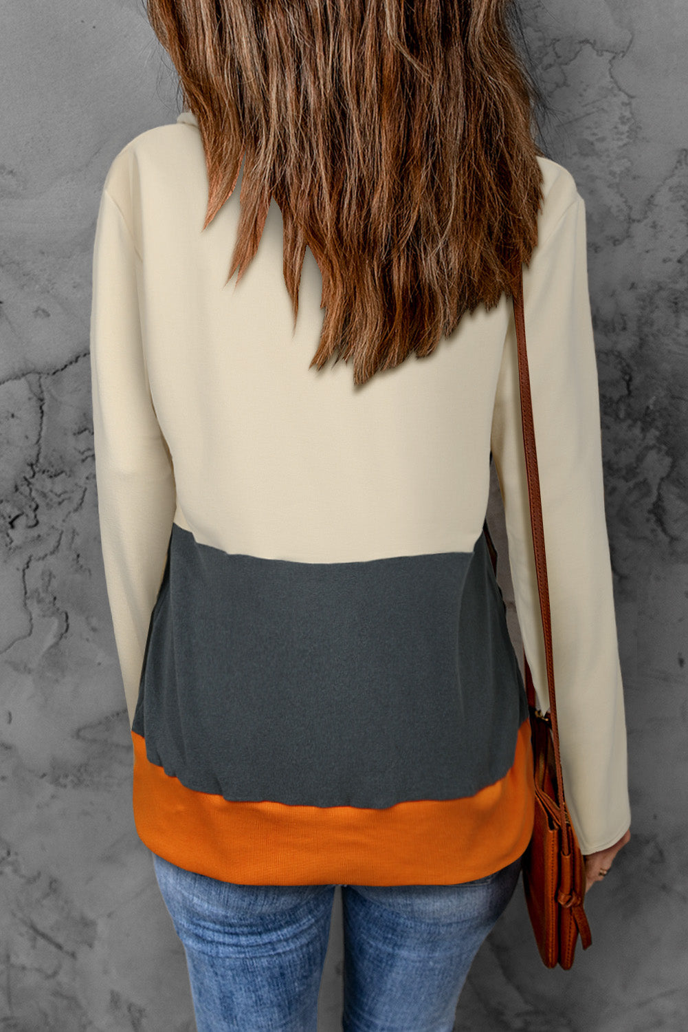 Long Sleeve Jack-O'-Lantern Graphic Cream Beige and Orange Color Match Sweatshirt