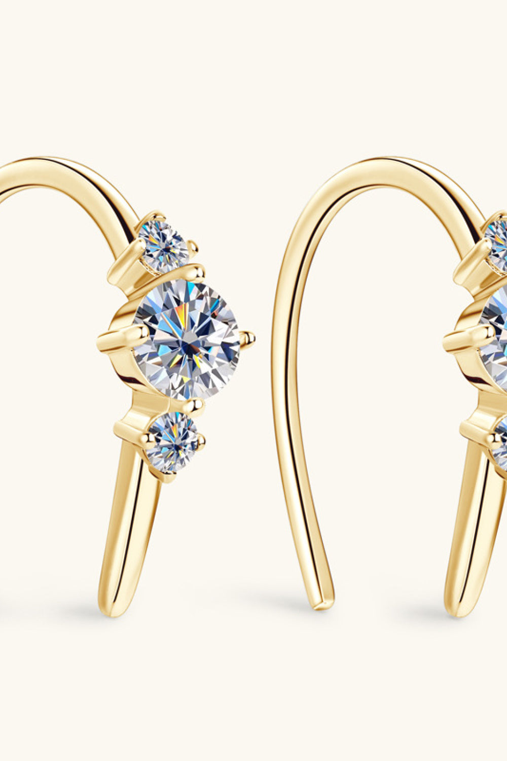 U Shape Upside down Curve Seminar Moissanite 925 Sterling Silver Earrings