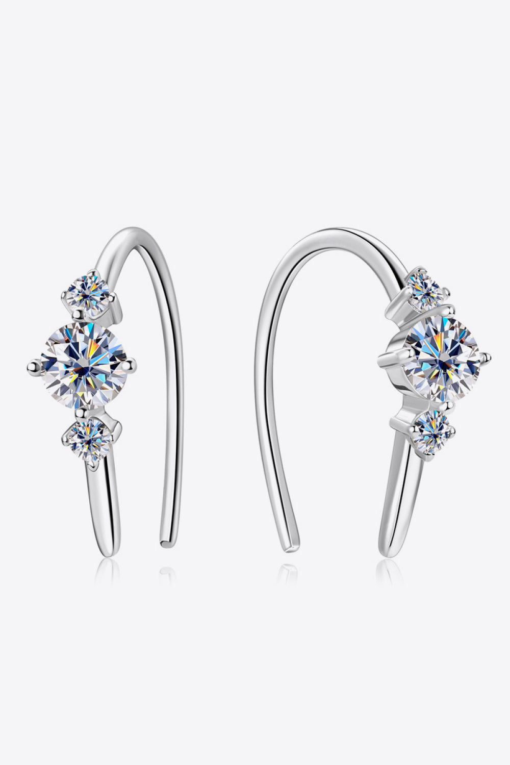 U Shape Upside down Curve Seminar Moissanite 925 Sterling Silver Earrings