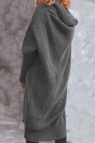 Open Front Back Box Shape Long Sleeve Cardigan