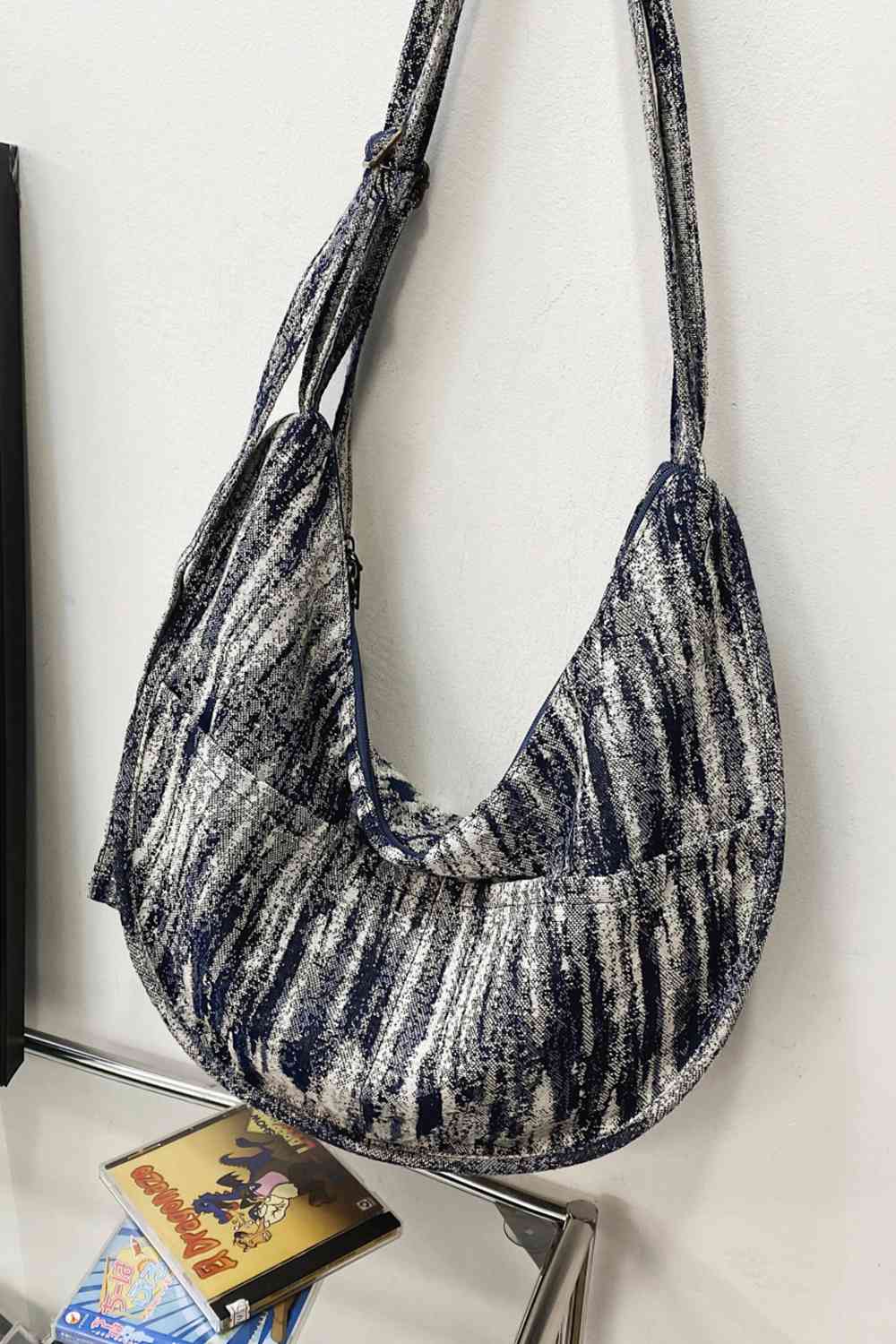 Canvas Abstract Black & White Color matched Sling Bag