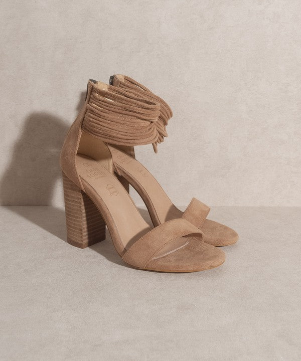 Natural Western Strap Blair - Thick Ankle Strap Block Heel