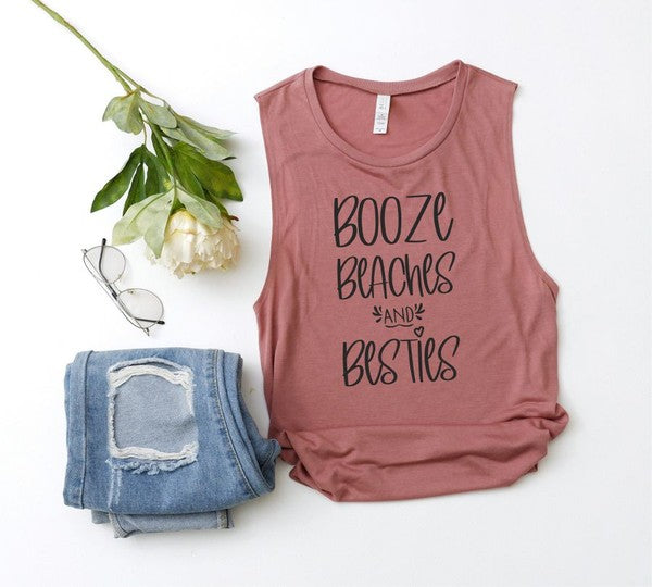 Booze Beaches and Besties Bella Canvas Tank