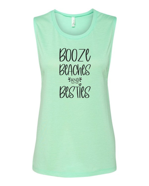 Booze Beaches and Besties Bella Canvas Tank