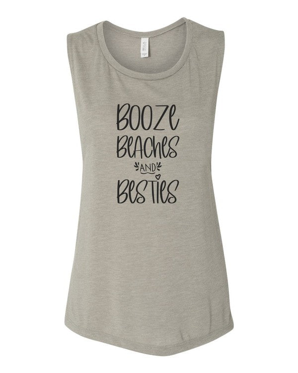 Booze Beaches and Besties Bella Canvas Tank