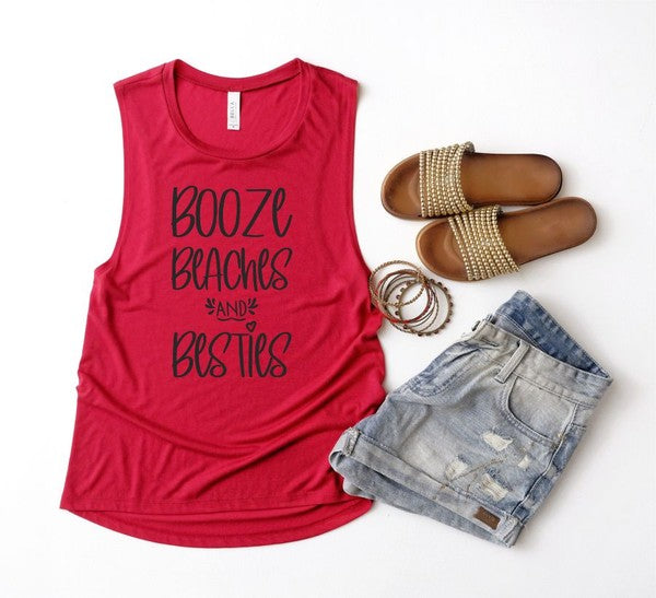 Booze Beaches and Besties Bella Canvas Tank