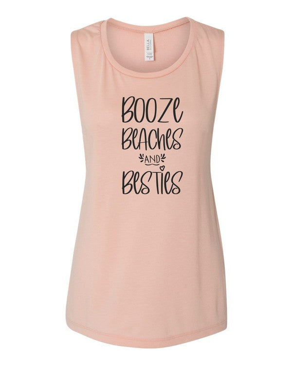 Booze Beaches and Besties Bella Canvas Tank