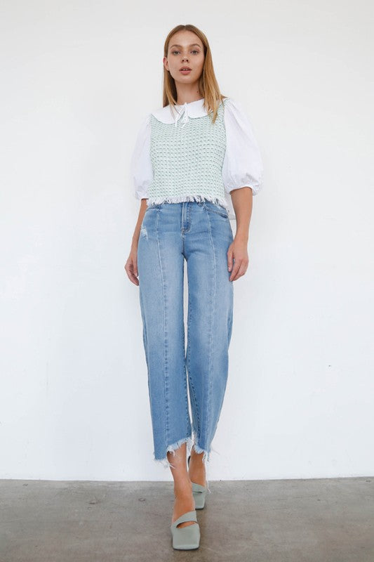 Mid Rise Wide Leg Crop Jeans