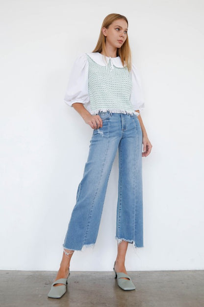 Mid Rise Wide Leg Crop Jeans