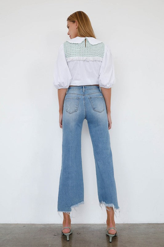 Mid Rise Wide Leg Crop Jeans