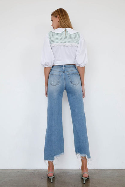 Mid Rise Wide Leg Crop Jeans