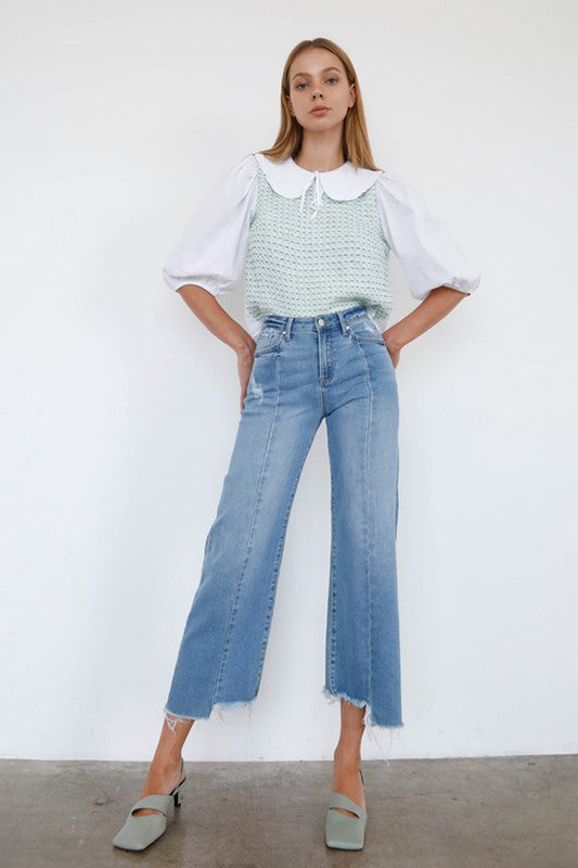 Mid Rise Wide Leg Crop Jeans