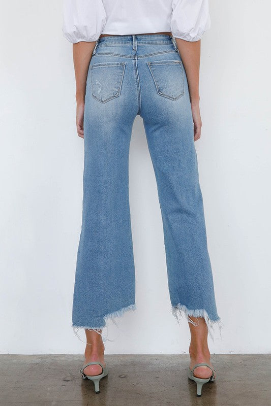 Mid Rise Wide Leg Crop Jeans