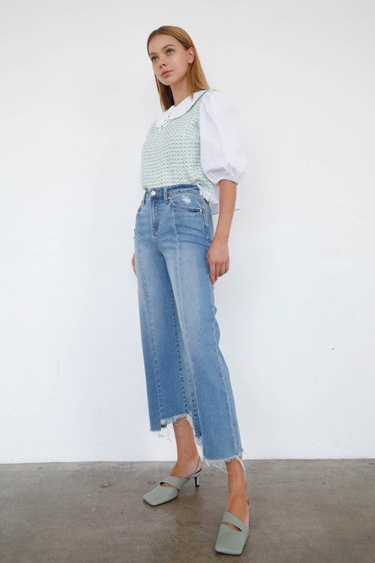 Mid Rise Wide Leg Crop Jeans