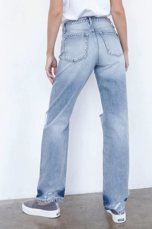 High Waist Loose Straight Jeans