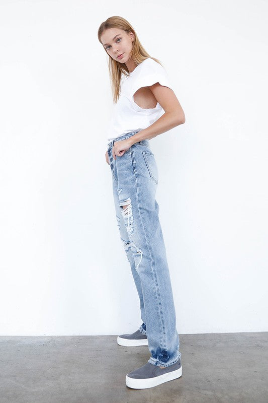 High Waist Loose Straight Jeans