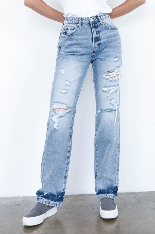 High Waist Loose Straight Jeans