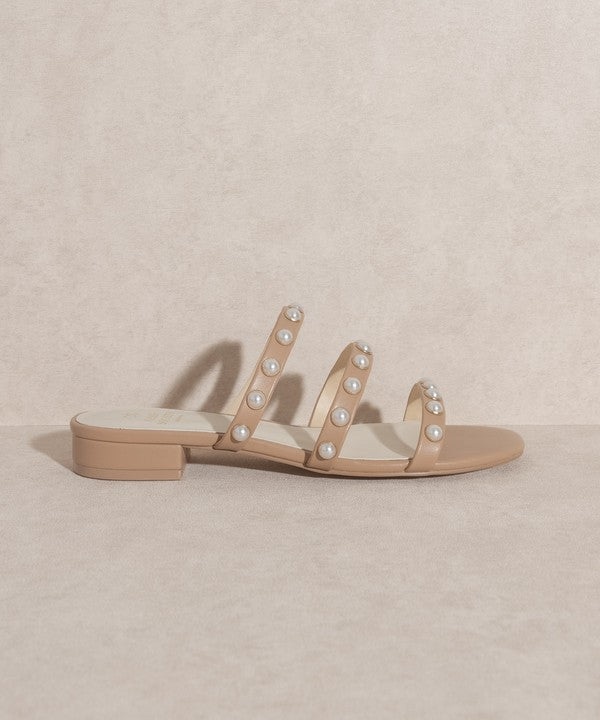 Triple Strap Valerie - Pearl Flat Sandals