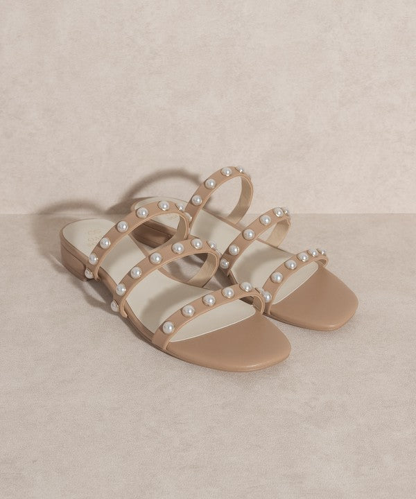 Triple Strap Valerie - Pearl Flat Sandals