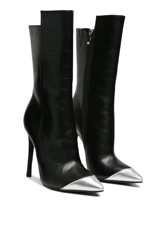 Black and Silver Midi trendy Twitch Bootie