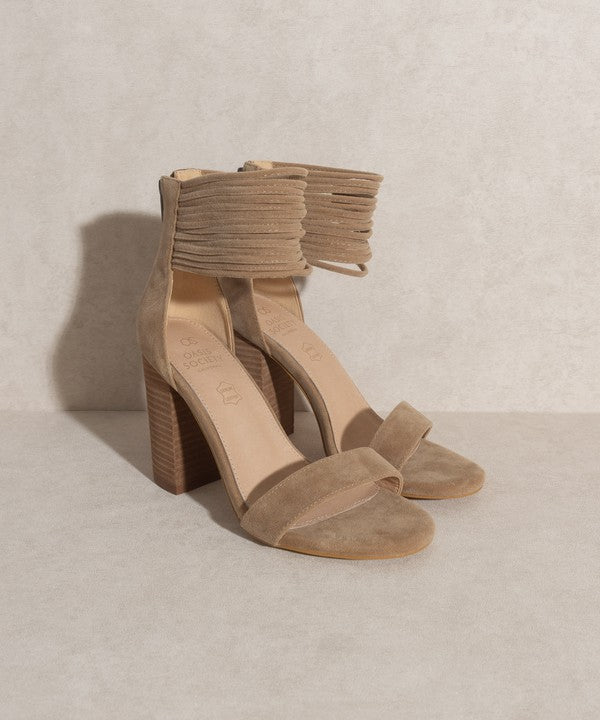 Natural Western Strap Blair - Thick Ankle Strap Block Heel