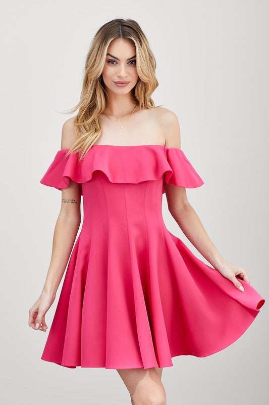 Cream and Pink A Line Lovely Ruffle Dress