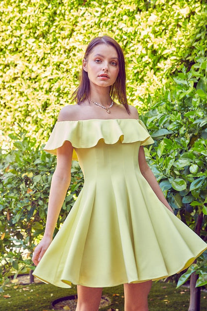 Cream and Pink A Line Lovely Ruffle Dress